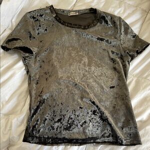 Free People Velvet Short Sleeve Top in Gray